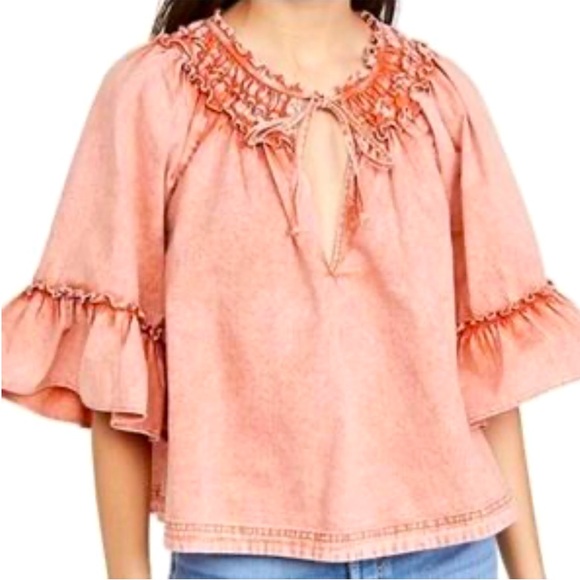 Free People Tops - Free People Dusty Rose Flowy V Neck Blouse Size Medium
